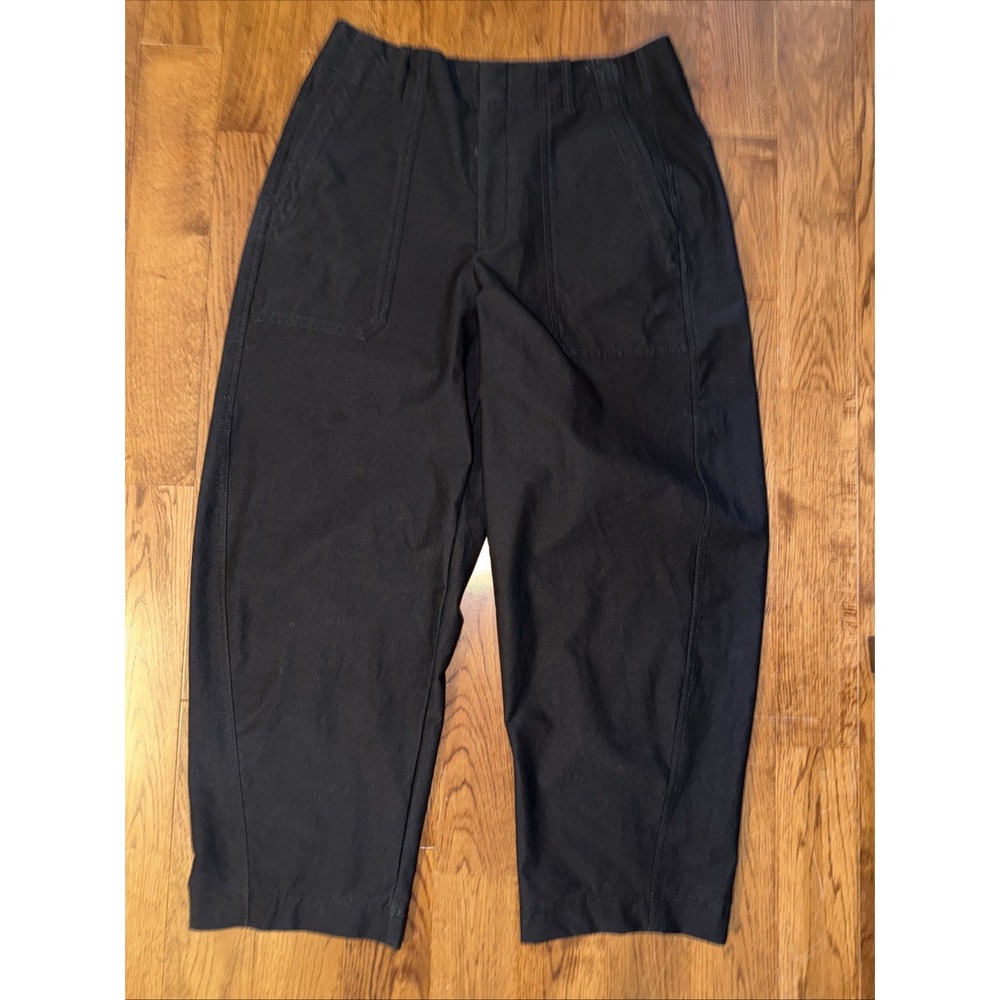 Athleta Barrel Leg Pants SZ 12 Black High Rise Utility Stretch Boho